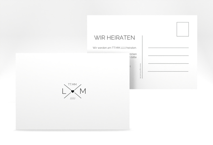 Save the Date-Postkarte Initials A6 Postkarte mit Initialen im minimalistischen Design