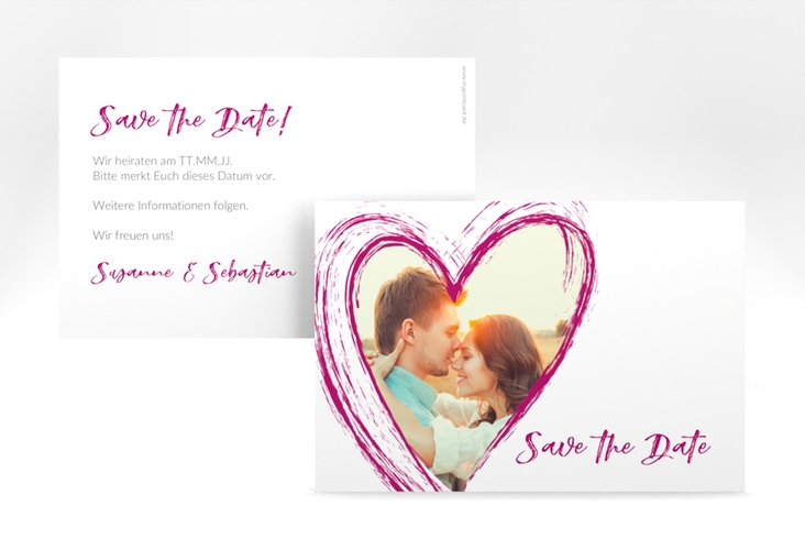 Save the Date-Karte Liebe A6 Karte quer pink