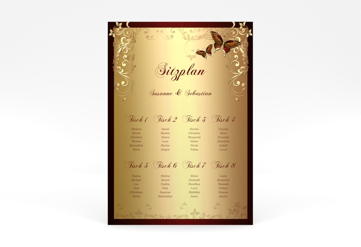 Sitzplan Poster Hochzeit Toulouse 50 x 70 cm Poster rot