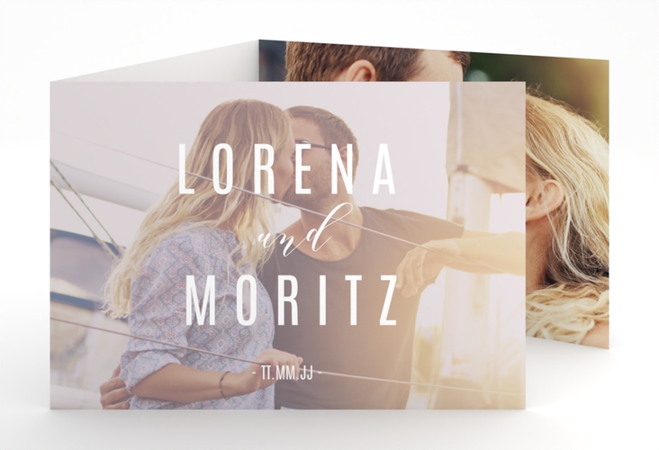 Hochzeitseinladung Memory A6 Doppel-Klappkarte grau