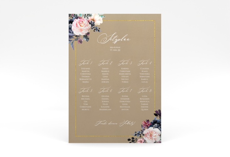 Sitzplan Poster Hochzeit Abendlicht 50 x 70 cm Poster