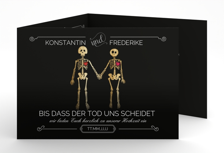 Hochzeitseinladung Bones A6 Doppel-Klappkarte