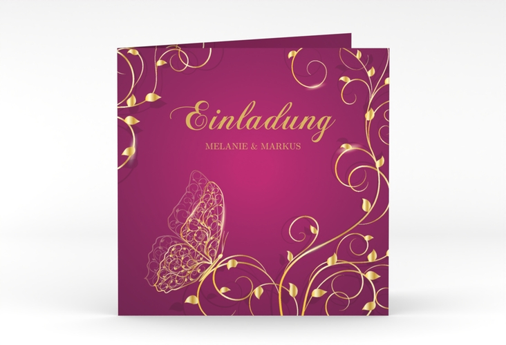 Hochzeitseinladung Eternity quadr. Klappkarte pink hochglanz