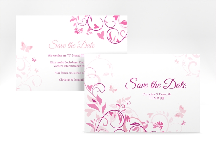 Save the Date-Karte Lilly A6 Karte quer pink