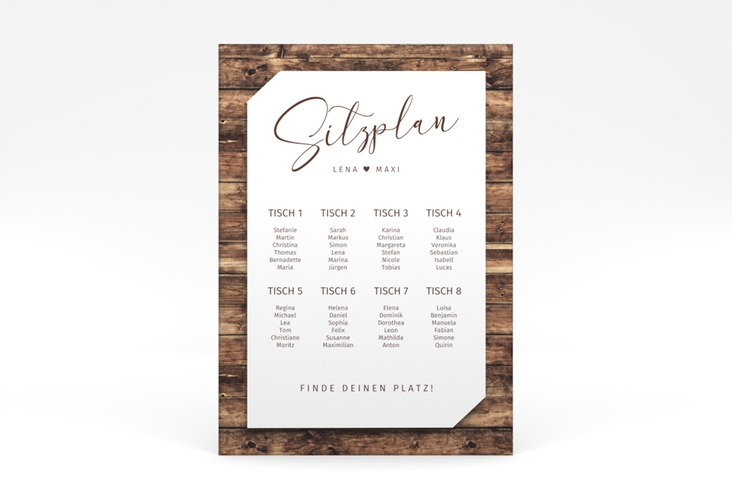 Sitzplan Poster Hochzeit Rusitc 50 x 70 cm Poster