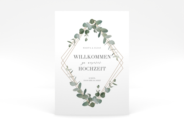 Willkommensschild Poster Eukalyptus 50 x 70 cm Poster weiss