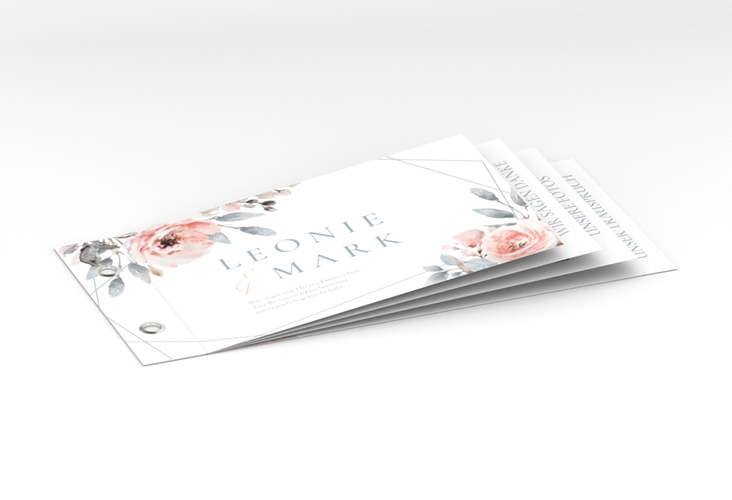 Danksagungskarte Hochzeit Perfection Booklet weiss hochglanz mit rosa Rosen