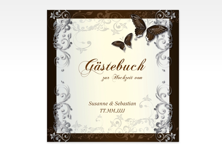 Gästebuch Creation Toulouse 20 x 20 cm, Hardcover braun romantisch mit Schmetterlingen