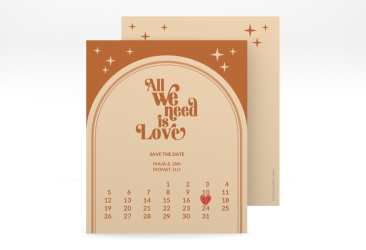 Save the Date-Kalenderblatt Groovy Kalenderblatt-Karte beige