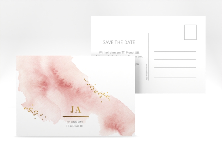 Save the Date-Postkarte Pastell A6 Postkarte rosa