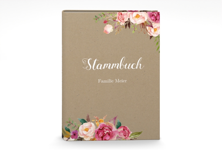 Stammbuch A5 Flowers Stammbuch A5 Kraftpapier mit bunten Aquarell-Blumen