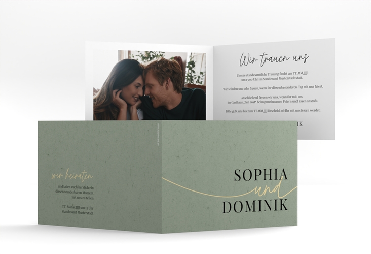 Hochzeitseinladung Easy A6 Klappkarte quer im modernen minimalistischen Design