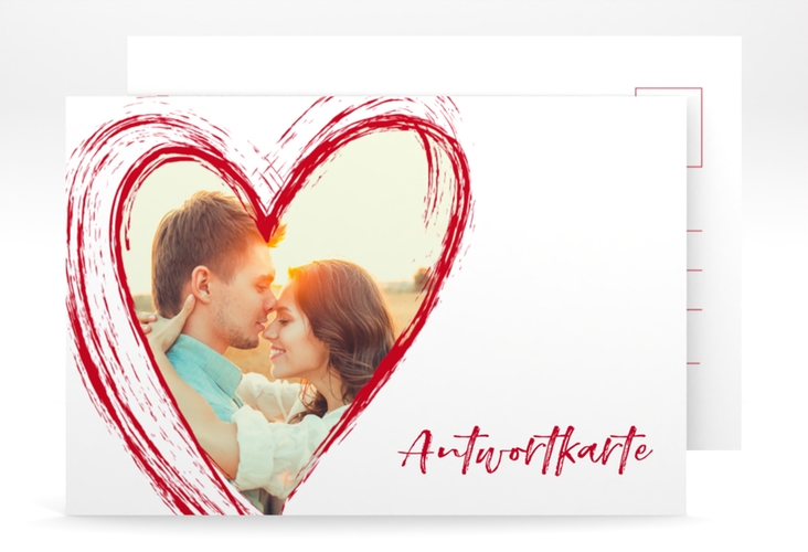 Antwortkarte Hochzeit Liebe A6 Postkarte rot