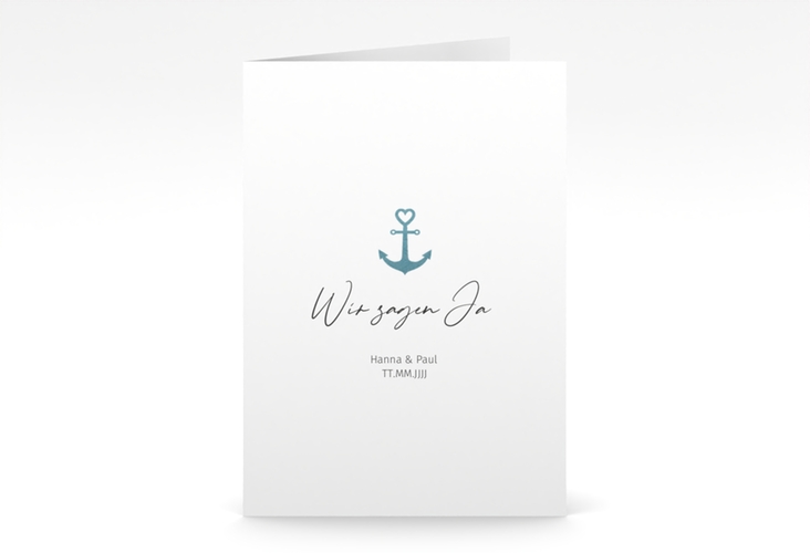 Einladungskarte Hochzeit Ankerliebe A6 Klappkarte hoch im minimalistischen maritimen Design mit Anker