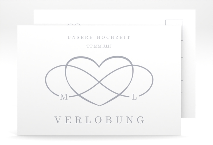 Verlobungskarte Hochzeit Infinity A6 Postkarte grau