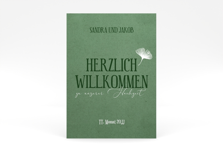 Willkommensschild Poster Ja 50 x 70 cm Poster mit Ginkgo-Blatt