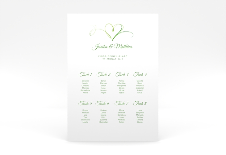 Sitzplan Poster Hochzeit Envie 50 x 70 cm Poster gruen