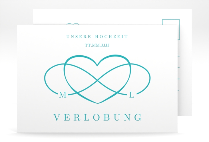 Verlobungskarte Hochzeit Infinity A6 Postkarte tuerkis