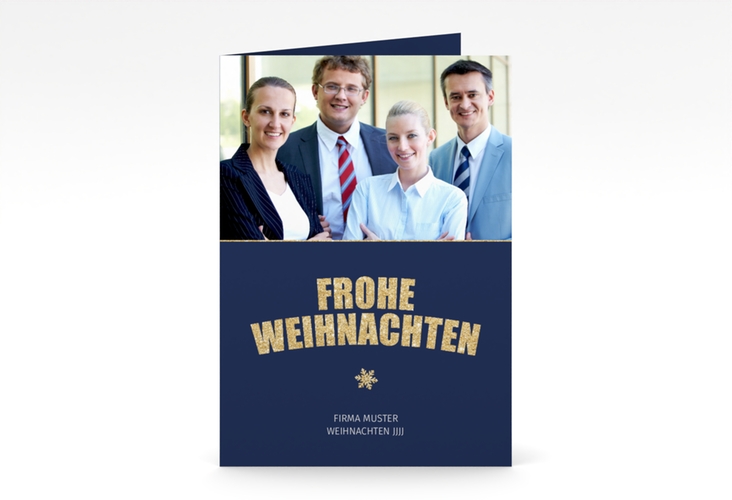 Business-Weihnachtskarte Weihnachtsfunkeln A6 Klappkarte hoch hochglanz