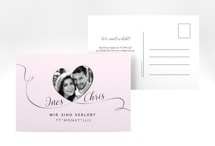 Verlobungskarte Hochzeit Dolce A6 Postkarte rosa