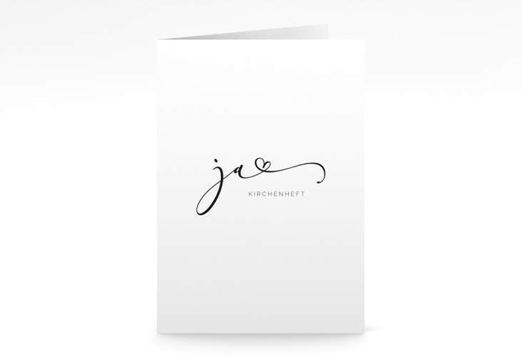 Kirchenheft Hochzeit Jawort A5 Klappkarte hoch weiss modern minimalistisch mit veredelter Aufschrift