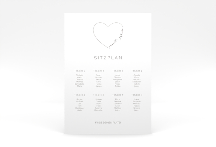 Sitzplan Poster Hochzeit Lebenstraum 50 x 70 cm Poster weiss