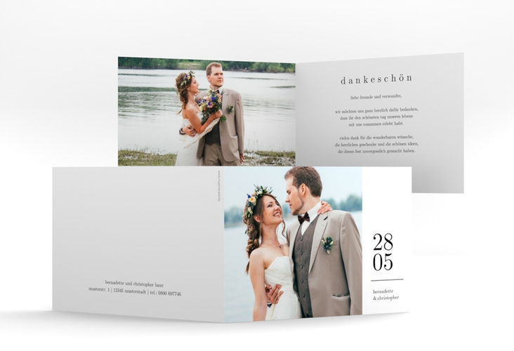 Dankeskarte Hochzeit Minimal A6 Klappkarte quer weiss