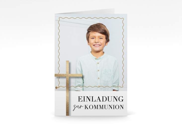 Kommunionseinladung Kirchenfest A6 Klappkarte hoch