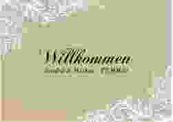 Willkommensschild Poster Lace 70 x 50 cm Poster beige in Leinen-Optik mit weißer Spitze