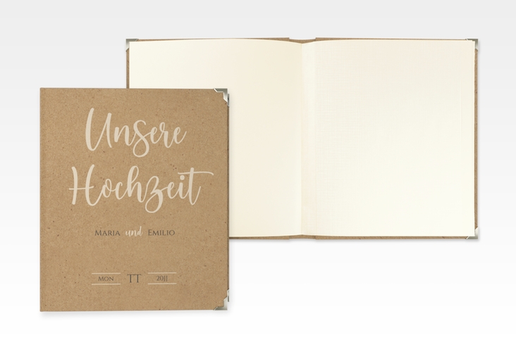 Hochzeitsalbum Noble 21 x 25 cm Kraftpapier mit elegantem Schriftzug