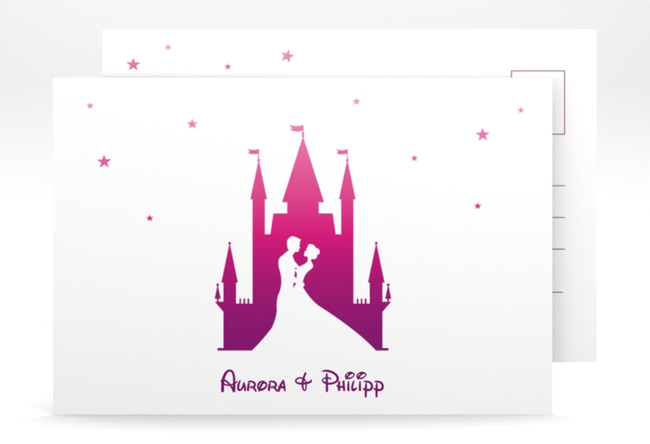 Save the Date-Postkarte Castle A6 Postkarte pink