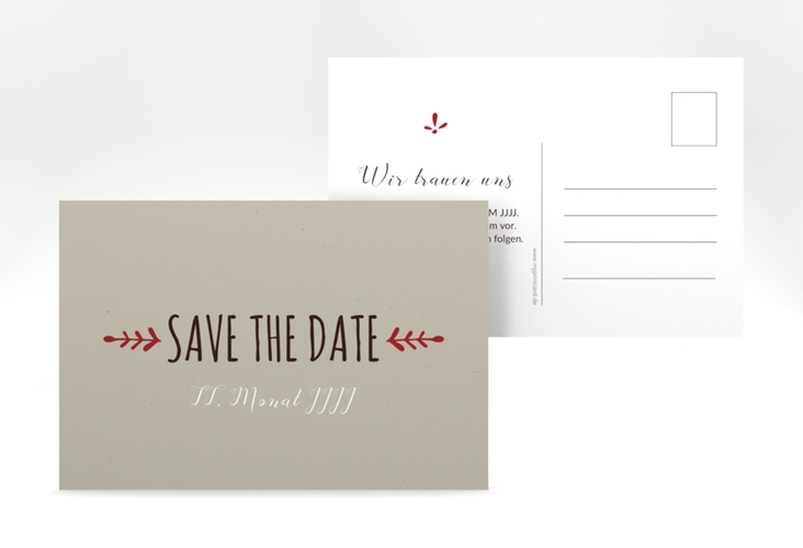 Save the Date-Postkarte Hochzeit Eden A6 Postkarte rot