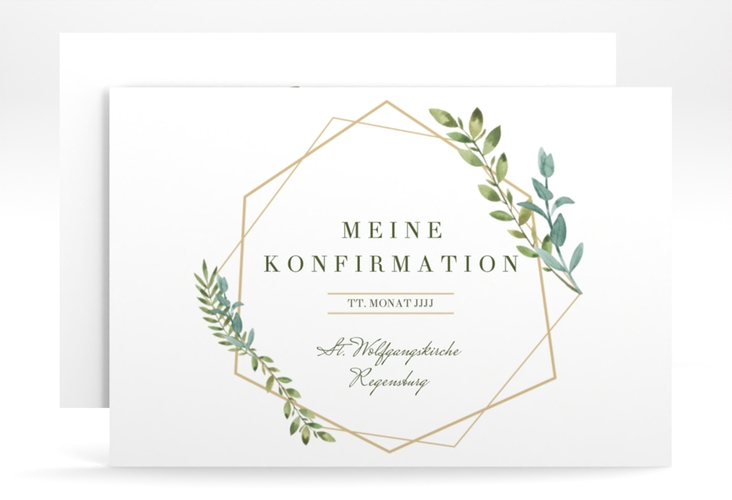 Konfirmationseinladung Unction A6 Karte quer gold