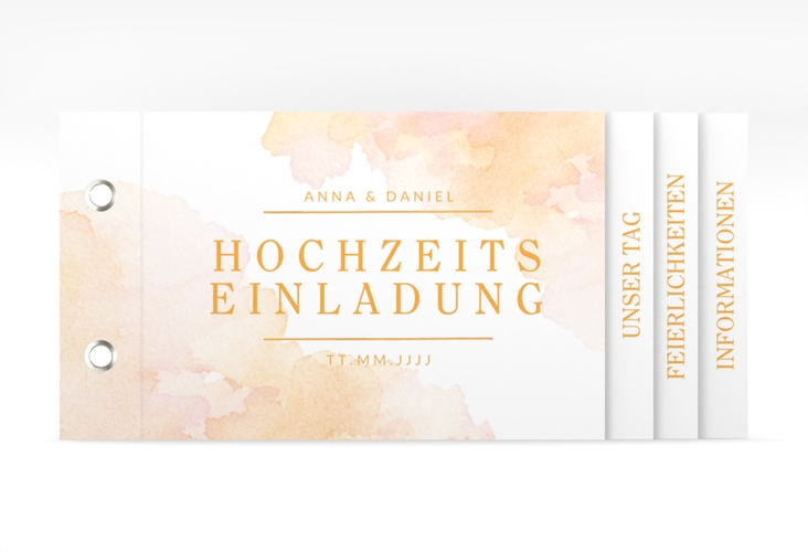 Hochzeitseinladung Blush Booklet orange hochglanz