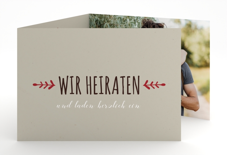 Hochzeitseinladung Eden A6 Doppel-Klappkarte rot