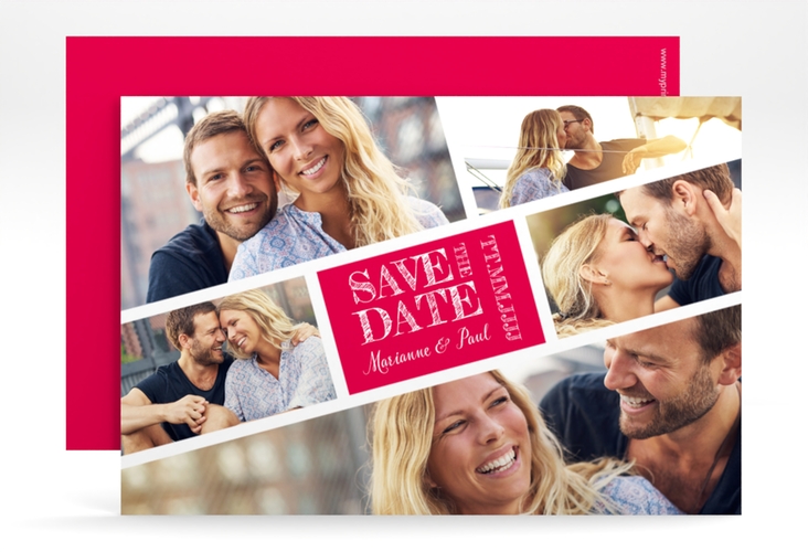 Save the Date-Karte Rise A6 Karte quer pink