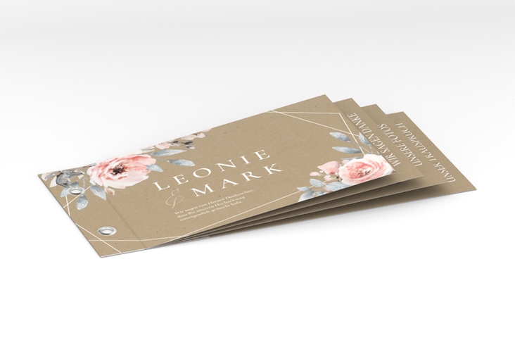 Danksagungskarte Hochzeit Perfection Booklet mit rosa Rosen