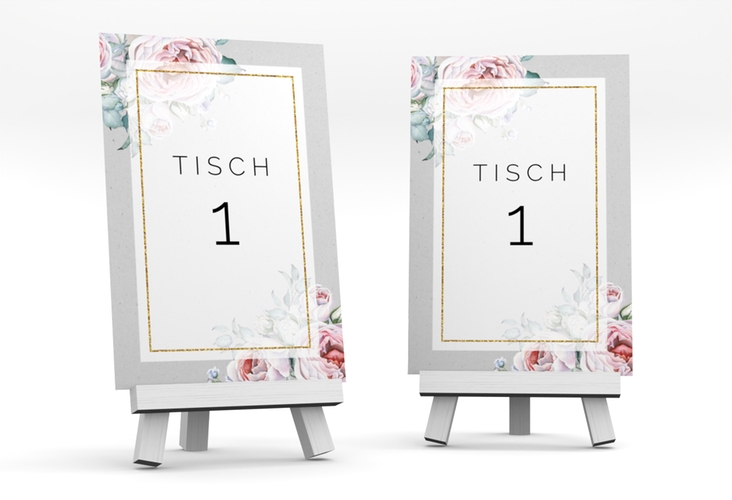 Tischnummer Hochzeit Embrace Tischaufsteller grau