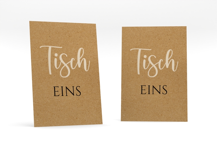 Tischnummer Hochzeit Noble Tischaufsteller Kraftpapier mit elegantem Schriftzug