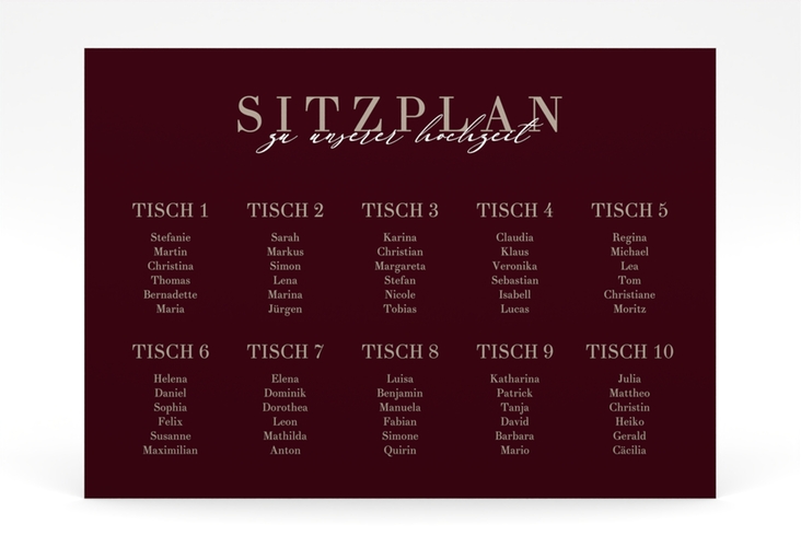 Sitzplan Poster Hochzeit Moment 70 x 50 cm Poster rot