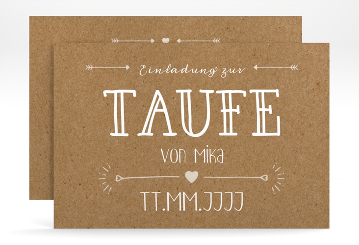 Taufeinladung Lettering A6 Karte quer Kraftpapier hochglanz