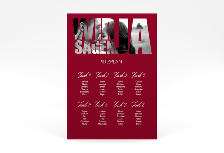 Sitzplan Poster Hochzeit Letters 50 x 70 cm Poster rot