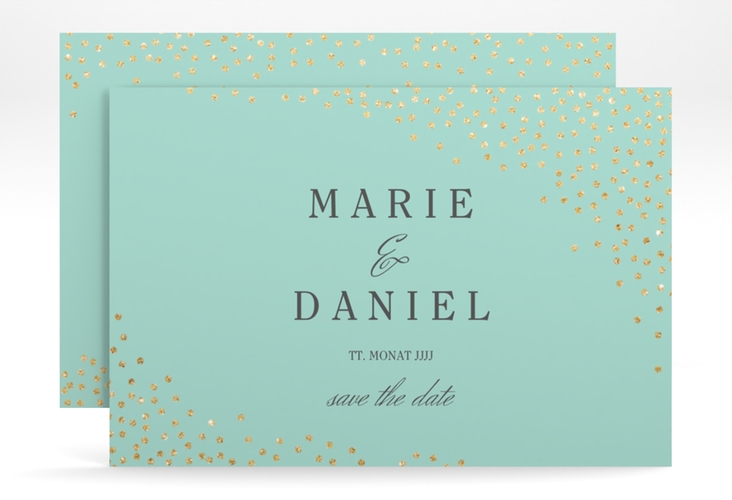 Save the Date-Karte Glitter A6 Karte quer mint hochglanz