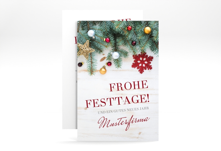 Business-Weihnachtskarte Baumschmuck A6 Karte hoch hochglanz für Firmen