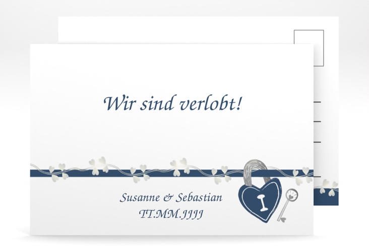 Verlobungskarte Hochzeit Oviedo A6 Postkarte blau