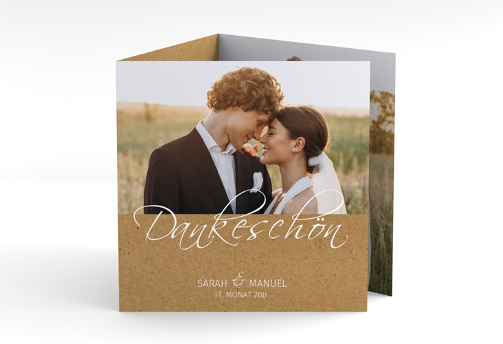 Dankeskarte Hochzeit Big Picture quadr. Doppel-Klappkarte mit Foto des Brautpaars