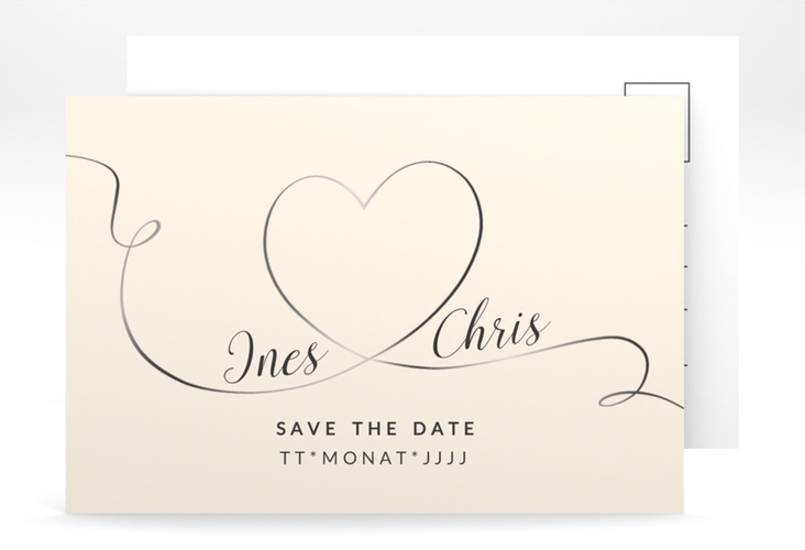 Save the Date-Postkarte Dolce A6 Postkarte beige