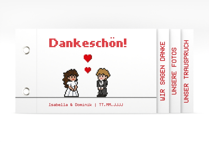 Danksagungskarte Hochzeit Pixel Booklet weiss