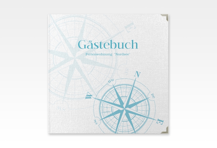 Gästebuch Selection Ferienwohnung Nordsee Leinen-Hardcover tuerkis mit Windrose