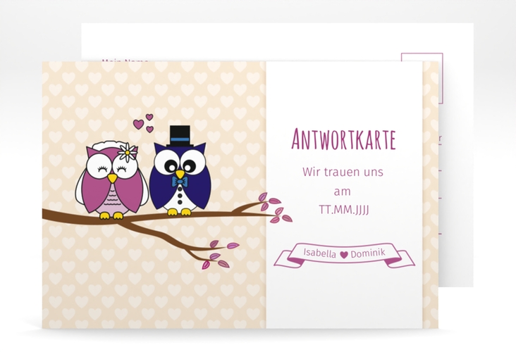 Antwortkarte Hochzeit Eulenliebe A6 Postkarte